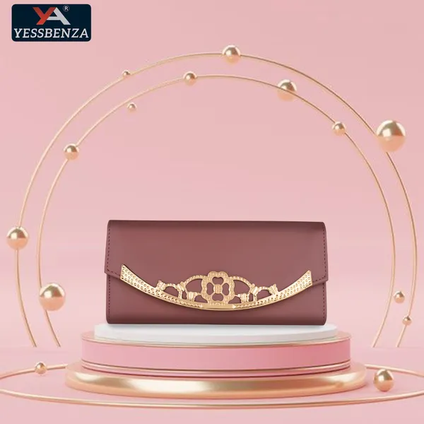 Peach_Casual_Synthetic_Polyester_Cotton_Leather_Magnetic_Women'S_Clutches_Wallets_Bag