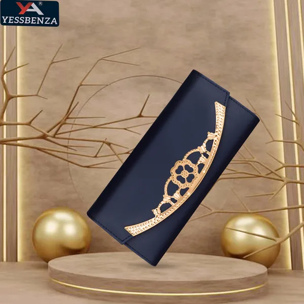 Navy_Women'S_Synthetic_Leather_Wallets_For_Casual_And_Formal