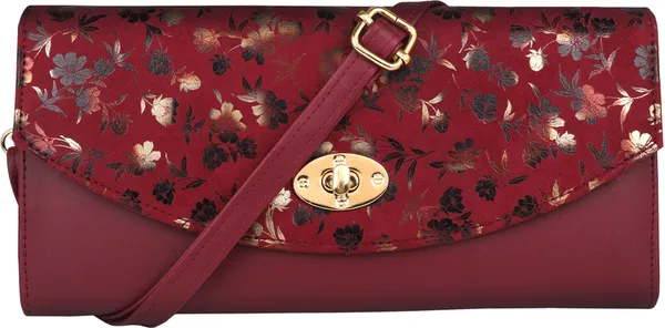 Maroon_Casual_And_Evening_Synthetic_Leather_Shoulder_Bag_With_Detachable_Strap