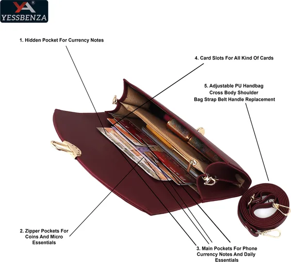 Maroon_Leather_And_Cotton_Detachable_Strap_Twist_Clasp_Sling_Bag