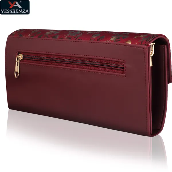 Maroon_Leather_And_Cotton_Detachable_Strap_Twist_Clasp_Sling_Bag