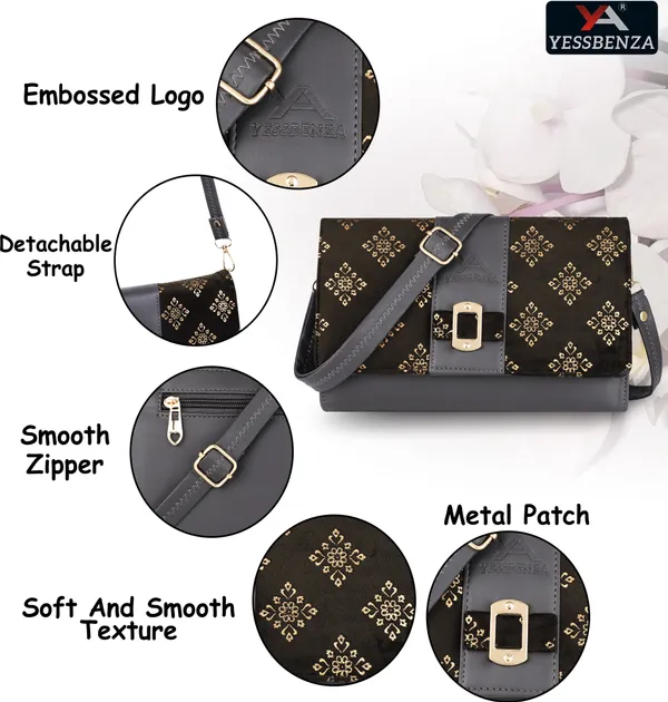 Grey_Self_Design_Synthetic_Leather_And_Cotton_Detachable_Strap_Zipper_Sling_Bag