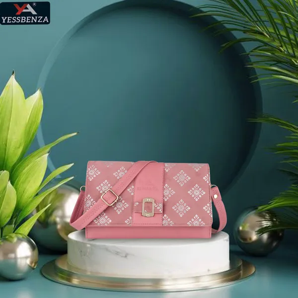 Pink_Casual_And_Evening/Party_Synthetic_Leather_And_Cotton_Sling_Bag