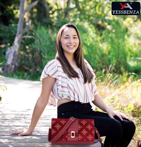 Maroon_Striped_And_Colorblock_Synthetic_Leather_And_Cotton_Zipper_Sling_Bag
