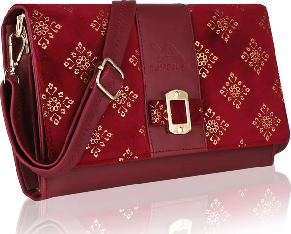 Maroon_Striped_And_Colorblock_Synthetic_Leather_And_Cotton_Zipper_Sling_Bag