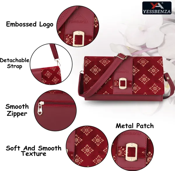 Maroon_Striped_And_Colorblock_Synthetic_Leather_And_Cotton_Zipper_Sling_Bag
