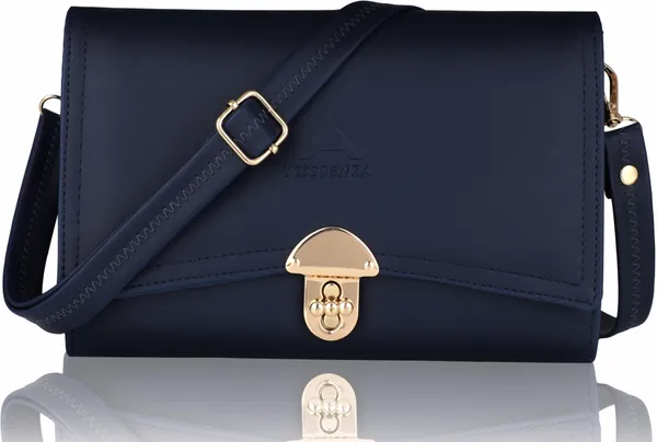 Navy_Textured_And_Studded_Casual_And_Party_And_Formal_And_Sports_Leather_And_Cotton_Twist_Clasp_Sling_Bag
