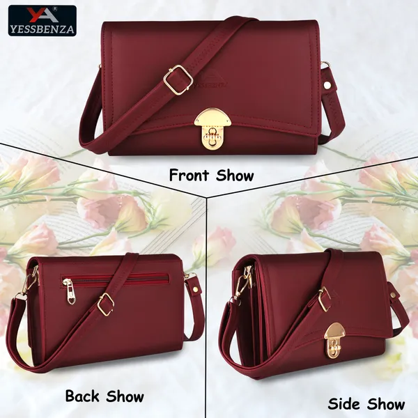 Maroon_Textured_Studded_Casual_Evening_Formal_Sports_Synthetic_Leather_Cotton_Sling_Bag