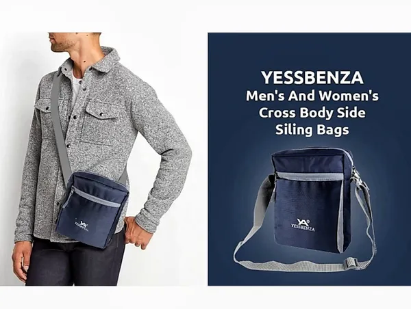Blue_Checkered_Textured_Fabric_Detachable_Strap_Sling_Bag_Ecommerce_Title