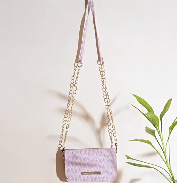 Pink_Casual_And_Evening/Party_Striped_Print_Synthetic_Leather_Sling_Bag