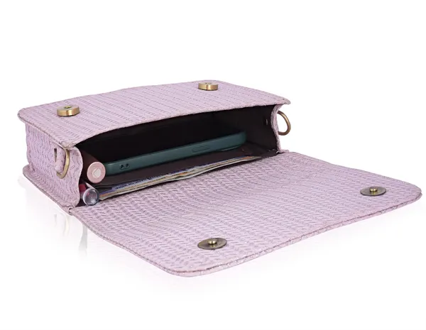 Pink_Casual_And_Evening/Party_Striped_Print_Synthetic_Leather_Sling_Bag