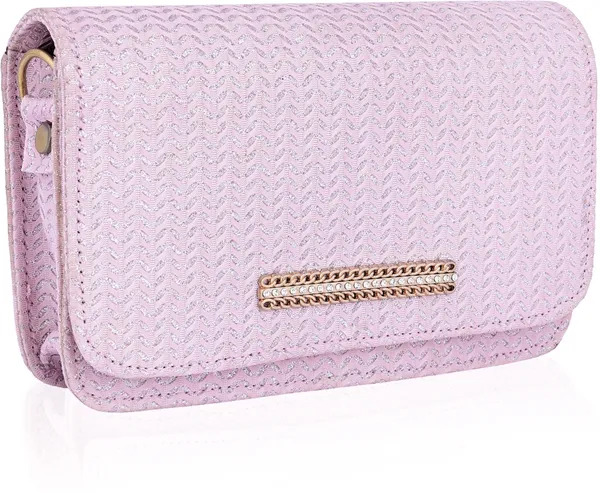 Pink_Casual_And_Evening/Party_Striped_Print_Synthetic_Leather_Sling_Bag