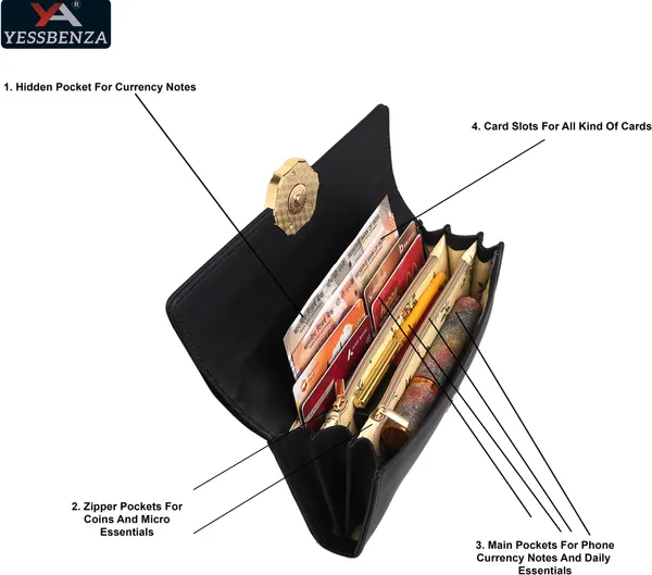 Black_Twist_Lock_Clutch_Wallet_Quality_Handcrafted_Polycotton_Synthetic_Leather_Envelope