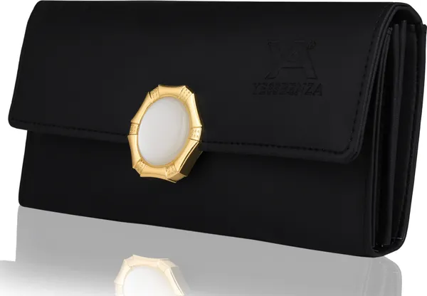 Black_Twist_Lock_Clutch_Wallet_Quality_Handcrafted_Polycotton_Synthetic_Leather_Envelope