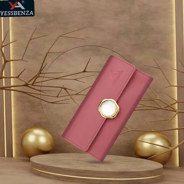 Peach_Synthetic_Polycotton_Fabrics_Envelop_Closure_Two-Fold_Clutch_Wallet