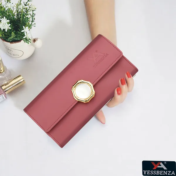 Peach_Synthetic_Polycotton_Fabrics_Envelop_Closure_Two-Fold_Clutch_Wallet