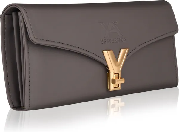 Grey_Y_Twist_Lock_Clutch_Wallet_For_Casual,_Party