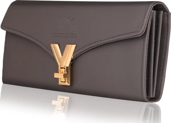 Grey_Y_Twist_Lock_Clutch_Wallet_For_Casual,_Party