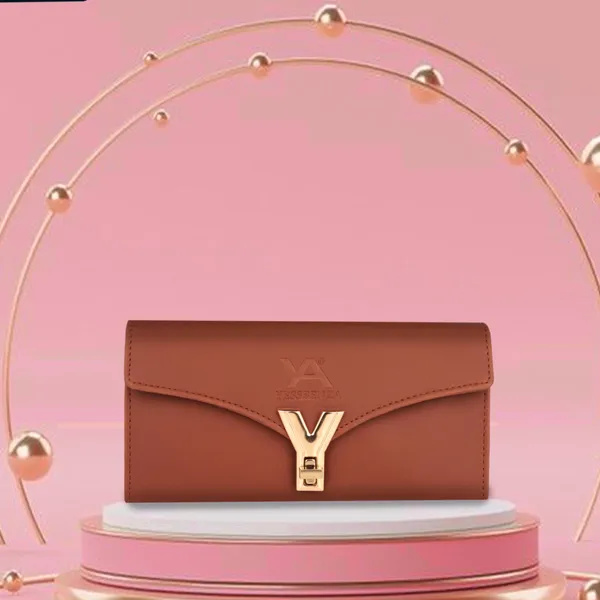 Tan_Quality_Y_Twist_Lock_Clutch_Wallet_For_Ladies