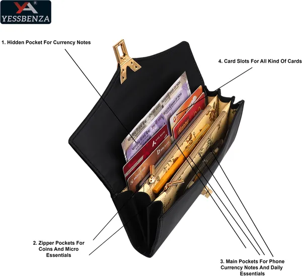 Quality_Black_Clutch_Wallet_With_Y_Twist_Lock_For_Ladies