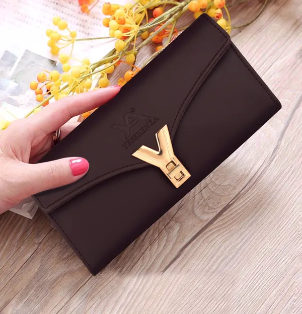 Quality_Brown_Y_Twist_Lock_Clutch_Wallet_For_Casual_Parties