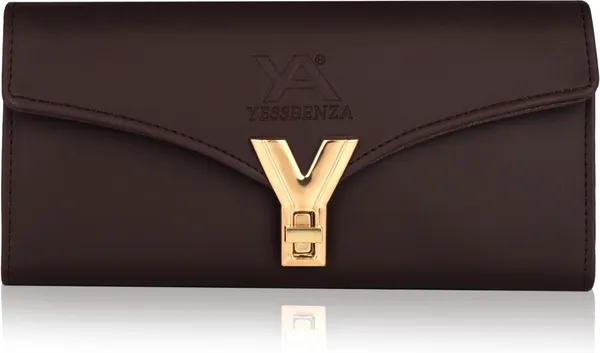 Quality_Brown_Y_Twist_Lock_Clutch_Wallet_For_Casual_Parties