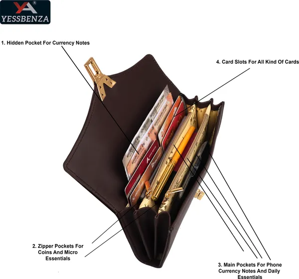 Quality_Brown_Y_Twist_Lock_Clutch_Wallet_For_Casual_Parties