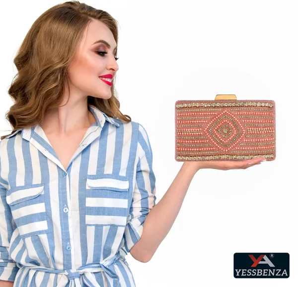 Peach_Embroidery_Party_Clutch_Bag_With_Hard_Fiber_Lining_And_Twist_Clasps