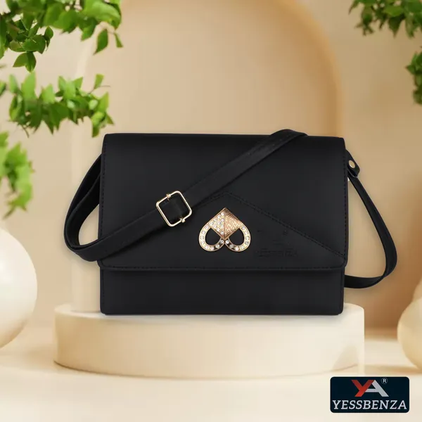 Black_Self_Design_Casual_Synthetic_Leather_And_Cotton_Detachable_Strap_Sling_Bag