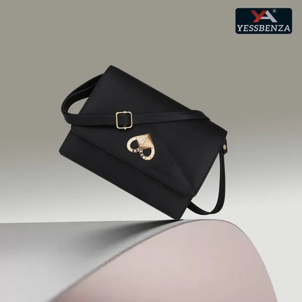 Black_Self_Design_Casual_Synthetic_Leather_And_Cotton_Detachable_Strap_Sling_Bag