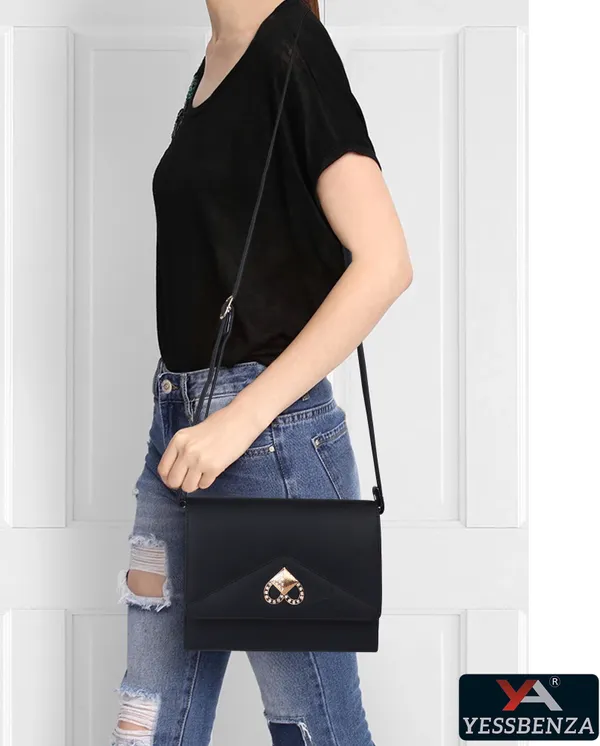 Black_Self_Design_Casual_Synthetic_Leather_And_Cotton_Detachable_Strap_Sling_Bag