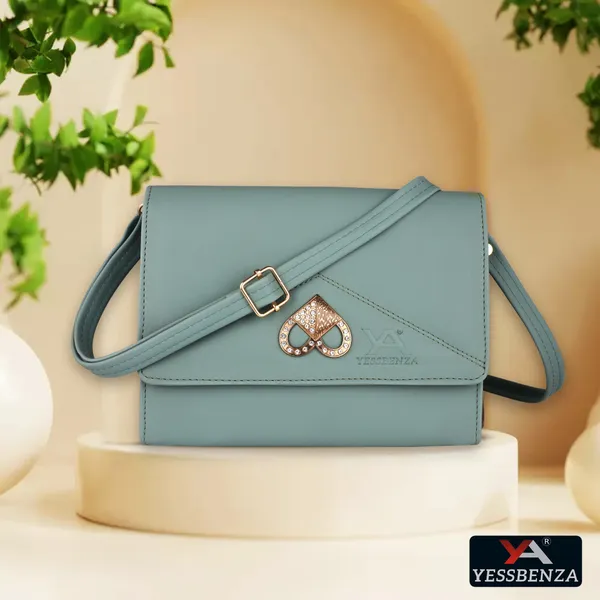 Green_Metallic_Textured_Casual_Synthetic_Leather_Detachable_Strap_Sling_Bag