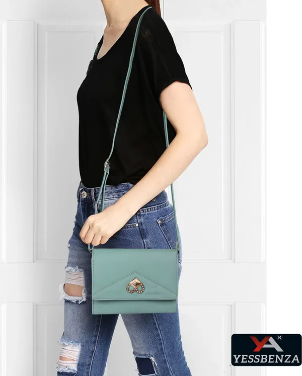 Green_Metallic_Textured_Casual_Synthetic_Leather_Detachable_Strap_Sling_Bag