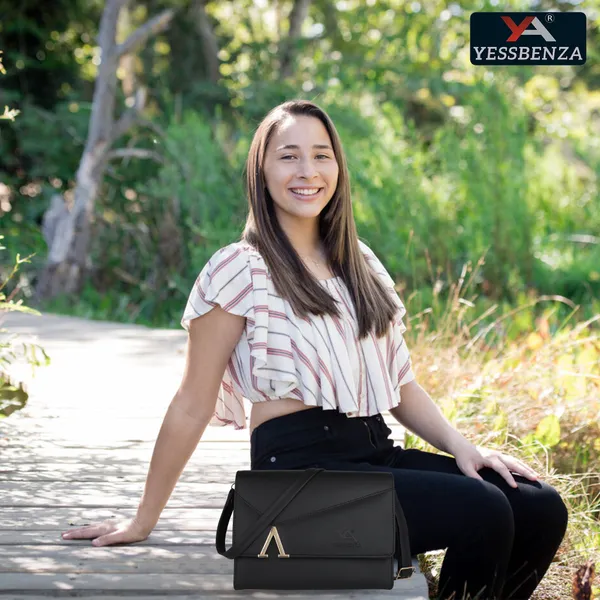 Textured_Black_Synthetic_Leather_Casual_And_Evening/Party_Magnetic_Button_Sling_Bag