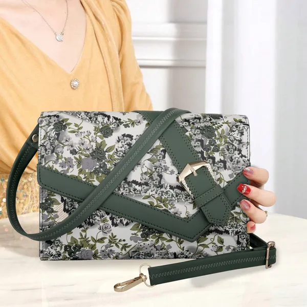 Green_Self_Design_Engrave_Casual_Evening_Synthetic_Leather_Sling_Bag