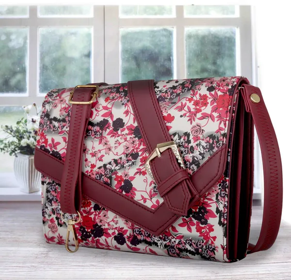 Maroon_Self_Design_Casual_Synthetic_Leather_And_Cotton_Sling_Bag