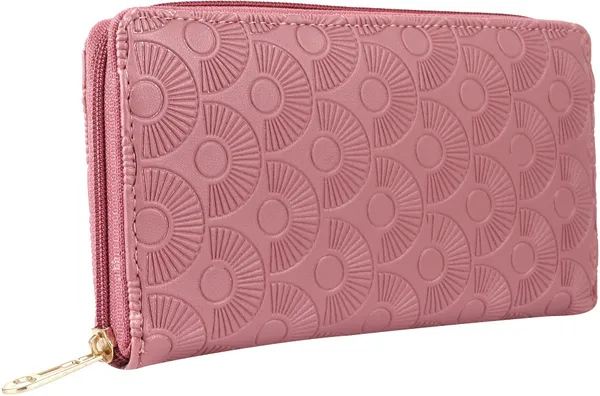 Peach_Handcrafted_Round_Zipper_Close_Casual_Handbags_For_Ladies