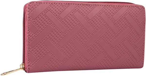 Peach_Graceful_Synthetic_Leathers_Round_Zipper_Close_Clutch_Bag_For_Women