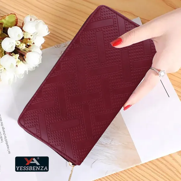 Maroon_Casual_Round_Zipper_Clutch_With_Synthetic_Leather_Material