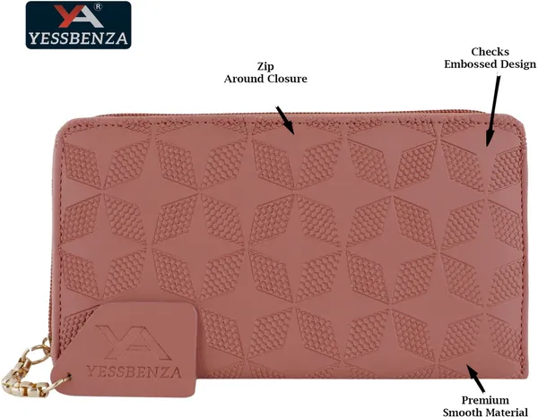 Peach_Women'S_Synthetic_Faux-Leather_Hand_Clutch_Mobile_Casual_Bag