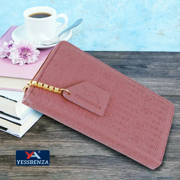 Peach_Women'S_Synthetic_Faux-Leather_Hand_Clutch_Mobile_Casual_Bag