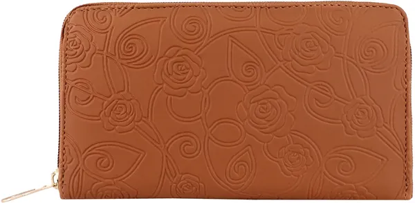Tan_Synthetic_Leathers_Round_Zipper_Closer_Handbags_Clutches_For_Women