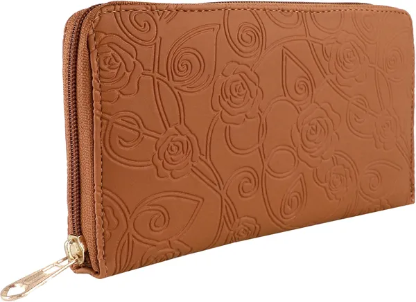 Tan_Synthetic_Leathers_Round_Zipper_Closer_Handbags_Clutches_For_Women