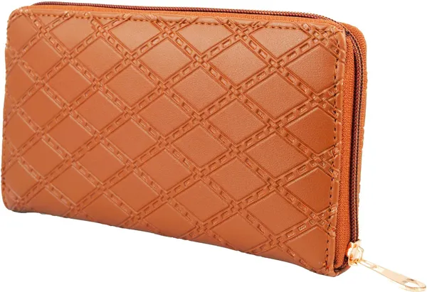 Turquoise_Embossed_Effect_Round_Zipper_Closer_Clutch_Bag_For_Women