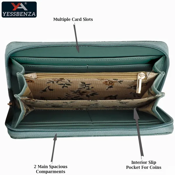 Light_Green_Embossed_Effect_Faux-Leather_Round_Zipper_Close_Clutch_Bag