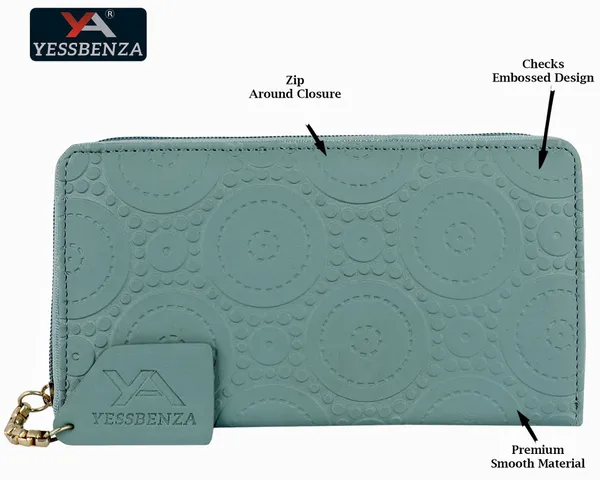 Light_Green_Embossed_Effect_Faux-Leather_Round_Zipper_Close_Clutch_Bag