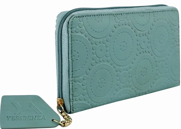 Light_Green_Embossed_Effect_Faux-Leather_Round_Zipper_Close_Clutch_Bag