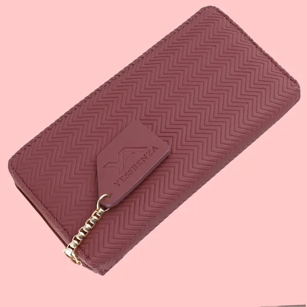 Peach_Elite_Handbag_Faux-Leather_Poly_Cotton_Fabric_Round_Zipper_Close_Clutch