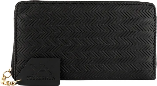 Black_Elite_Round_Zipper_Close_Clutch_Bag_For_Women