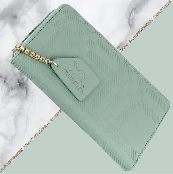 Green_Casual_Pu_Leather_Round_Zipper_Close_Clutch_Bag_Website_Title